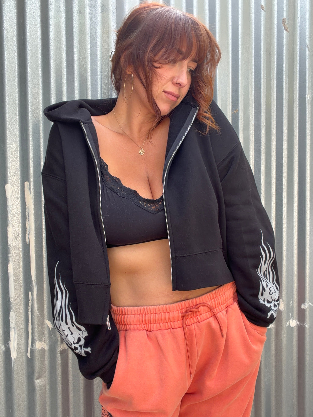 "MOTOR JUNKIES" CROP ZIP
