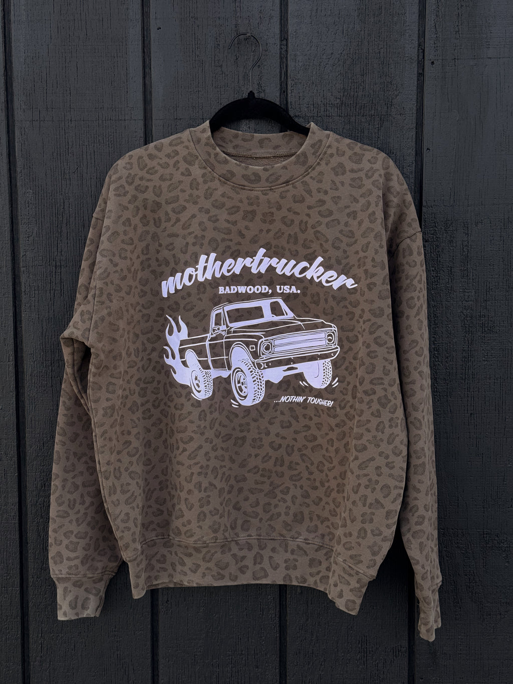 "MOTHERTRUCKER" Unisex Crewneck in VINTAGE LEOPARD