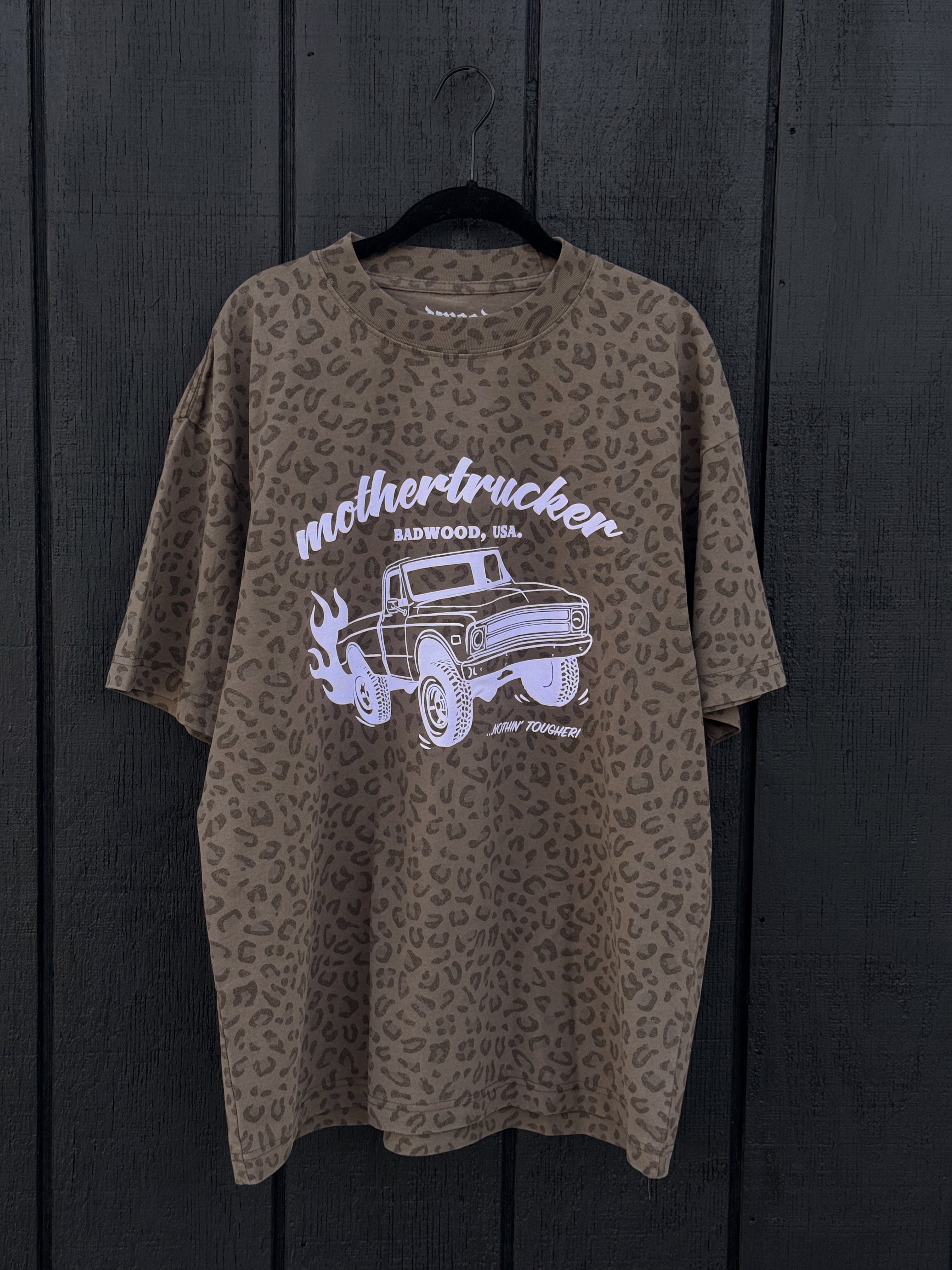 "MOTHERTRUCKER" Unisex Tee in VINTAGE LEOPARD