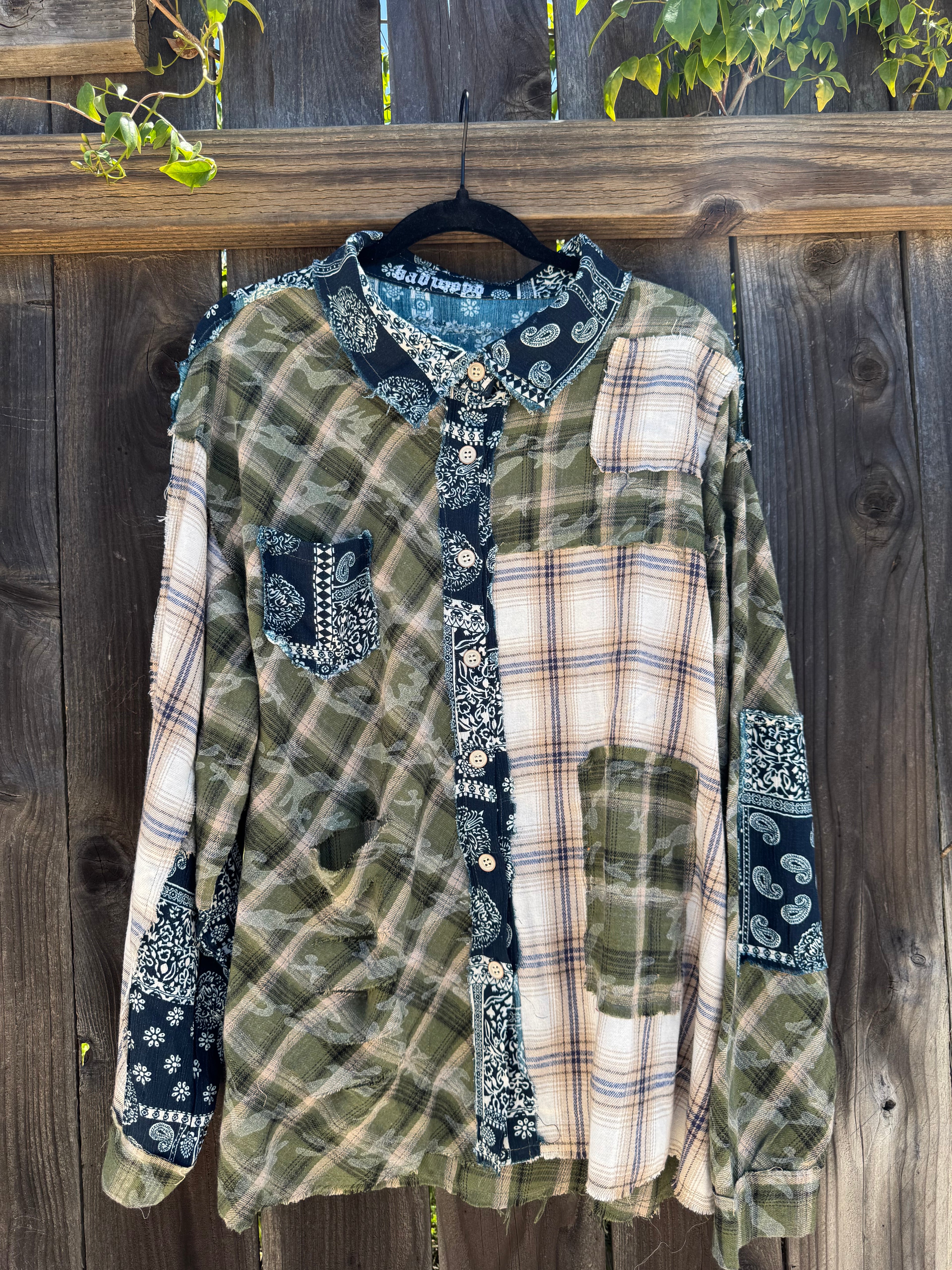 "MOTHERTRUCKING" Flannel in OLIVE