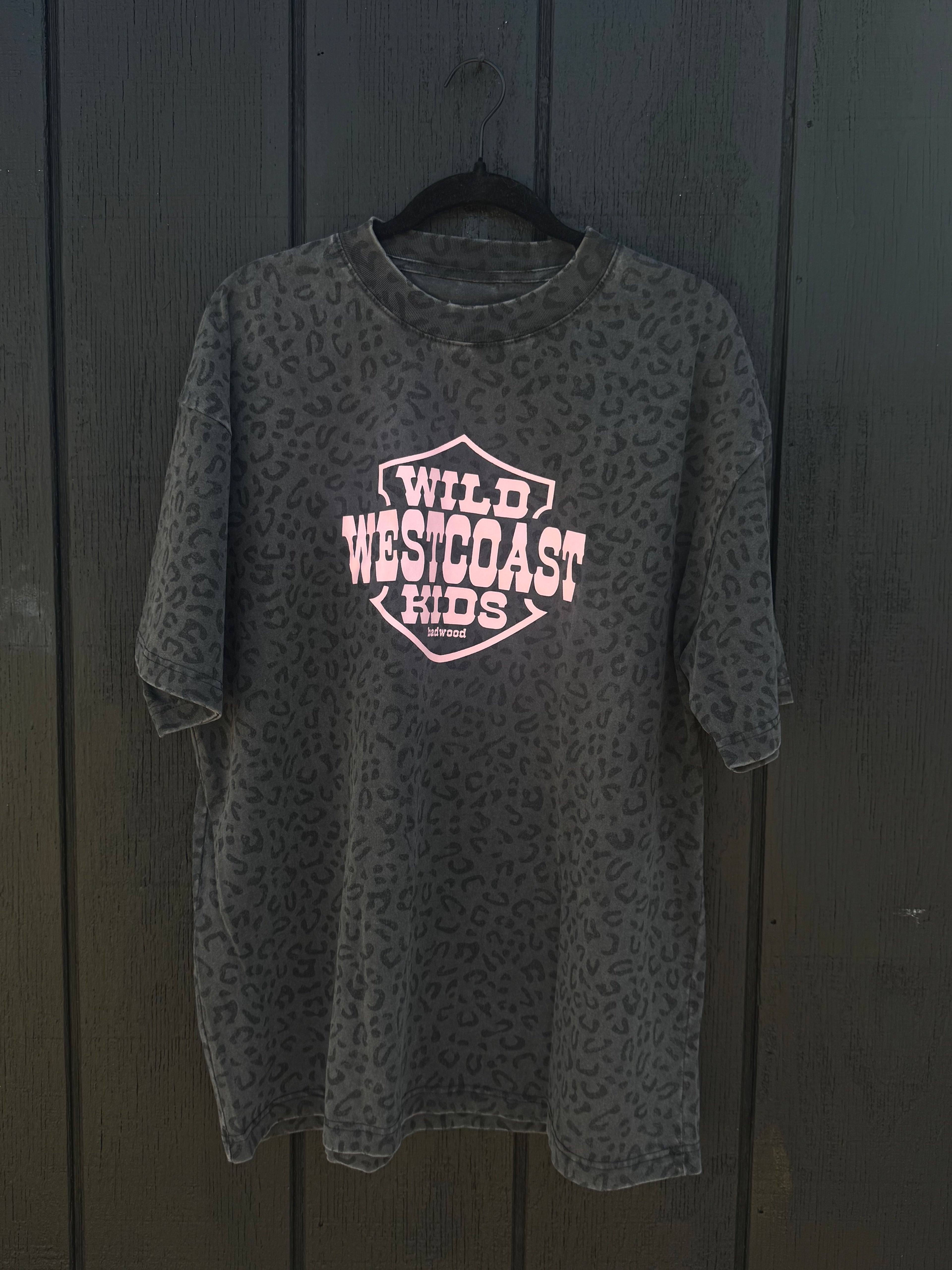 "WILD WEST COAST KIDS" Tee in BLACK LEOPARD
