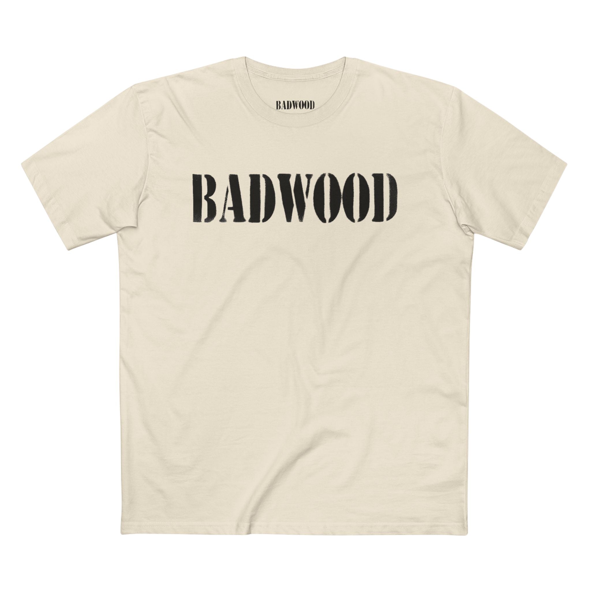 Badwood Graphic Tee — Ribbed Balaclava Back Print Cotton T-Shirt