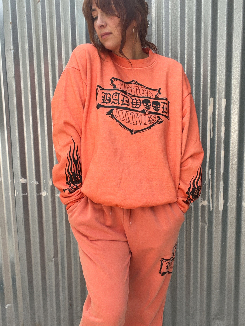 "MOTOR JUNKIES" SWEATPANTS in VINTAGE ORANGE