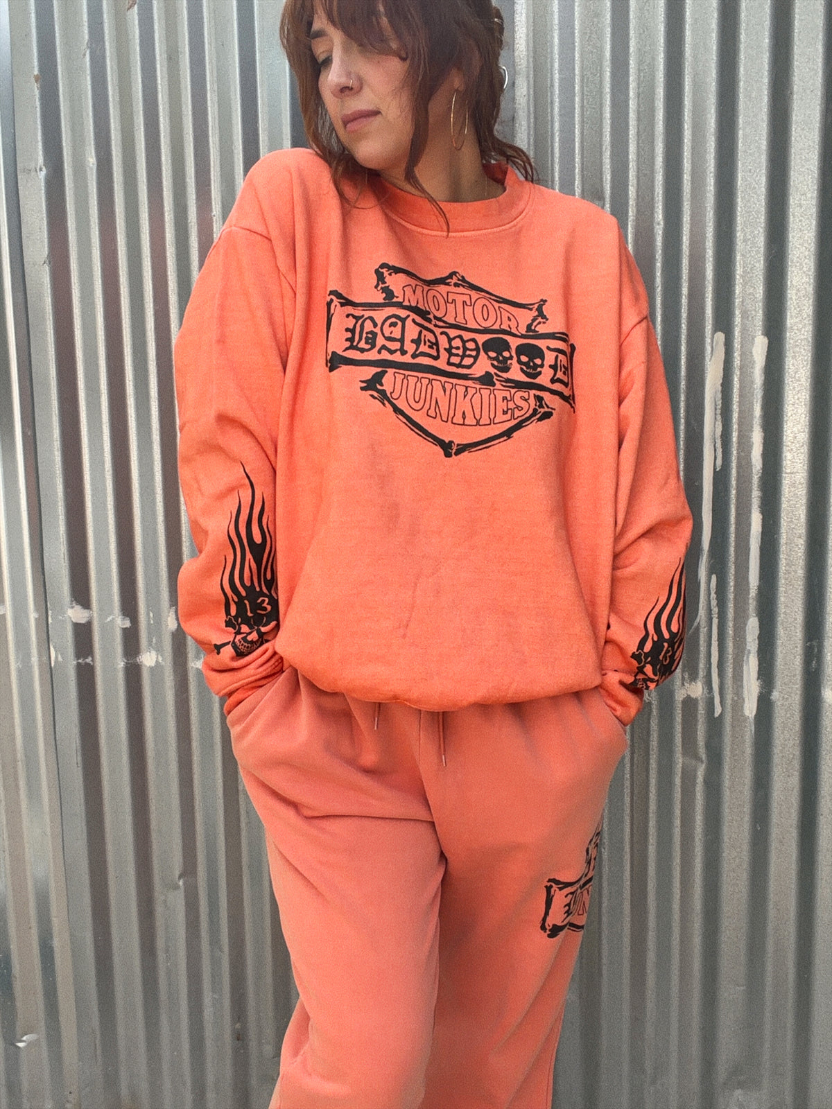 "MOTOR JUNKIES" SWEATPANTS in VINTAGE ORANGE