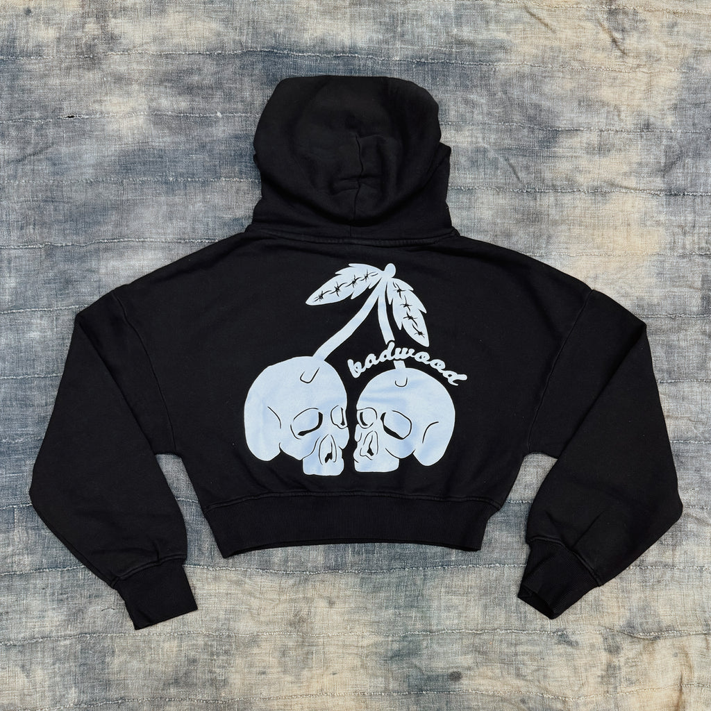 "CHERRY" CROP HOODIE in MIDNIGHT