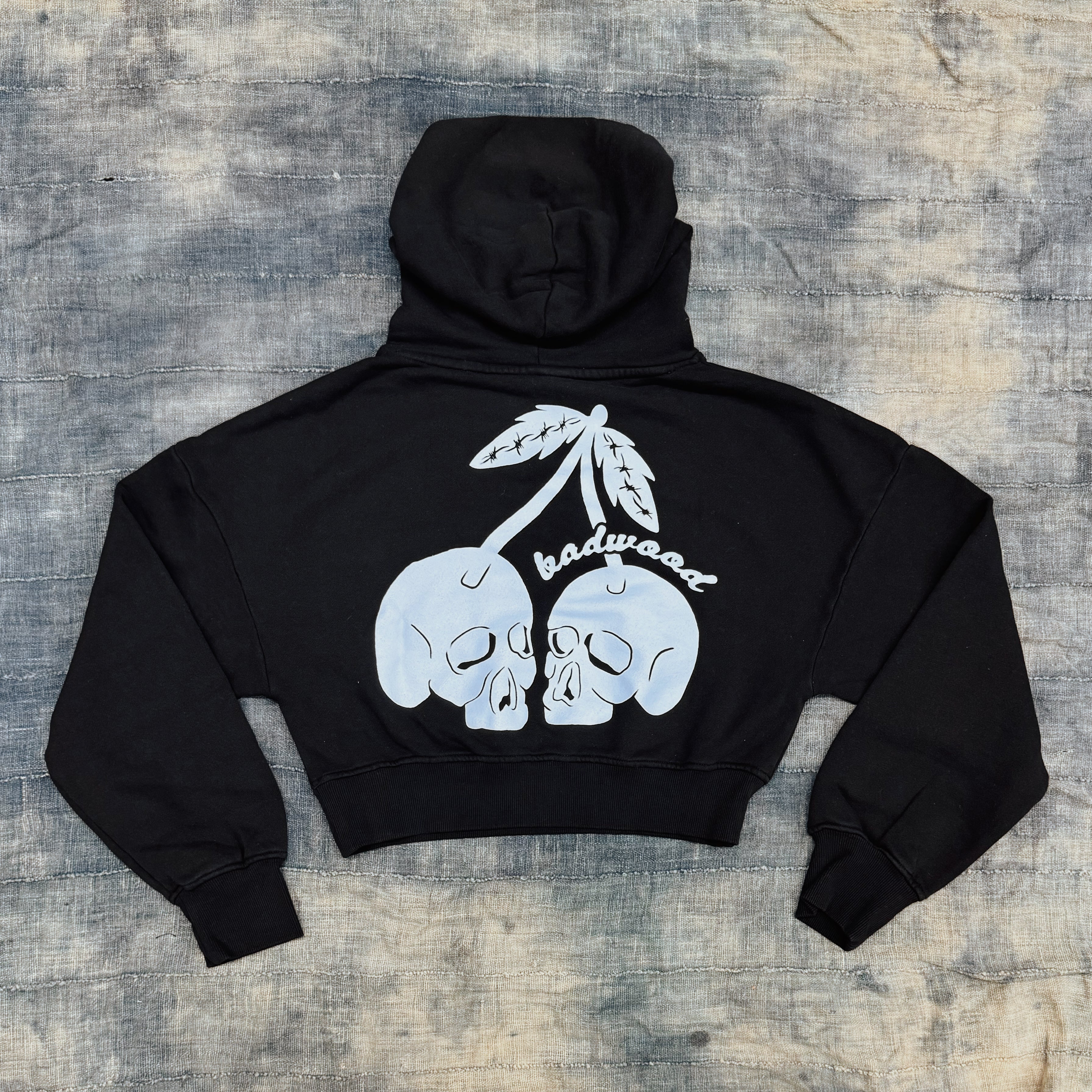 "CHERRY" CROP HOODIE in MIDNIGHT