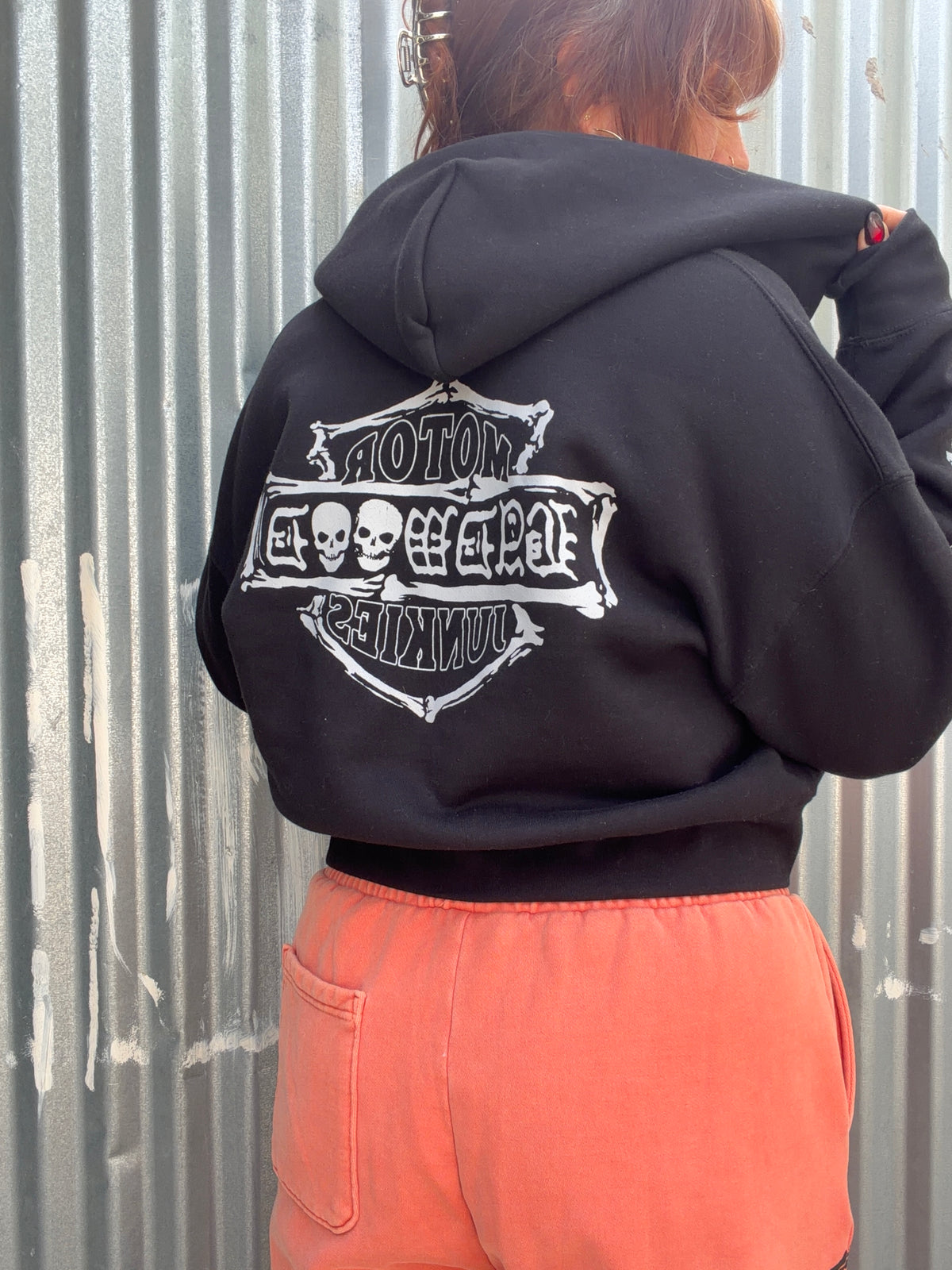 "MOTOR JUNKIES" CROP ZIP