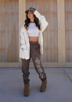 "PAISLEY" UNISEX ZIP HOODIE in BONE