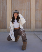 "PAISLEY" UNISEX ZIP HOODIE in BONE