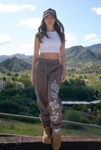 "PAISLEY" UNISEX SWEATPANTS in MUDDY
