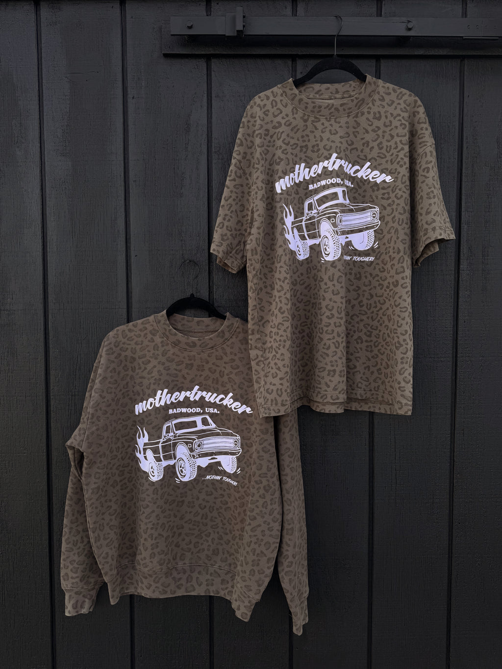 "MOTHERTRUCKER" Unisex Tee in VINTAGE LEOPARD