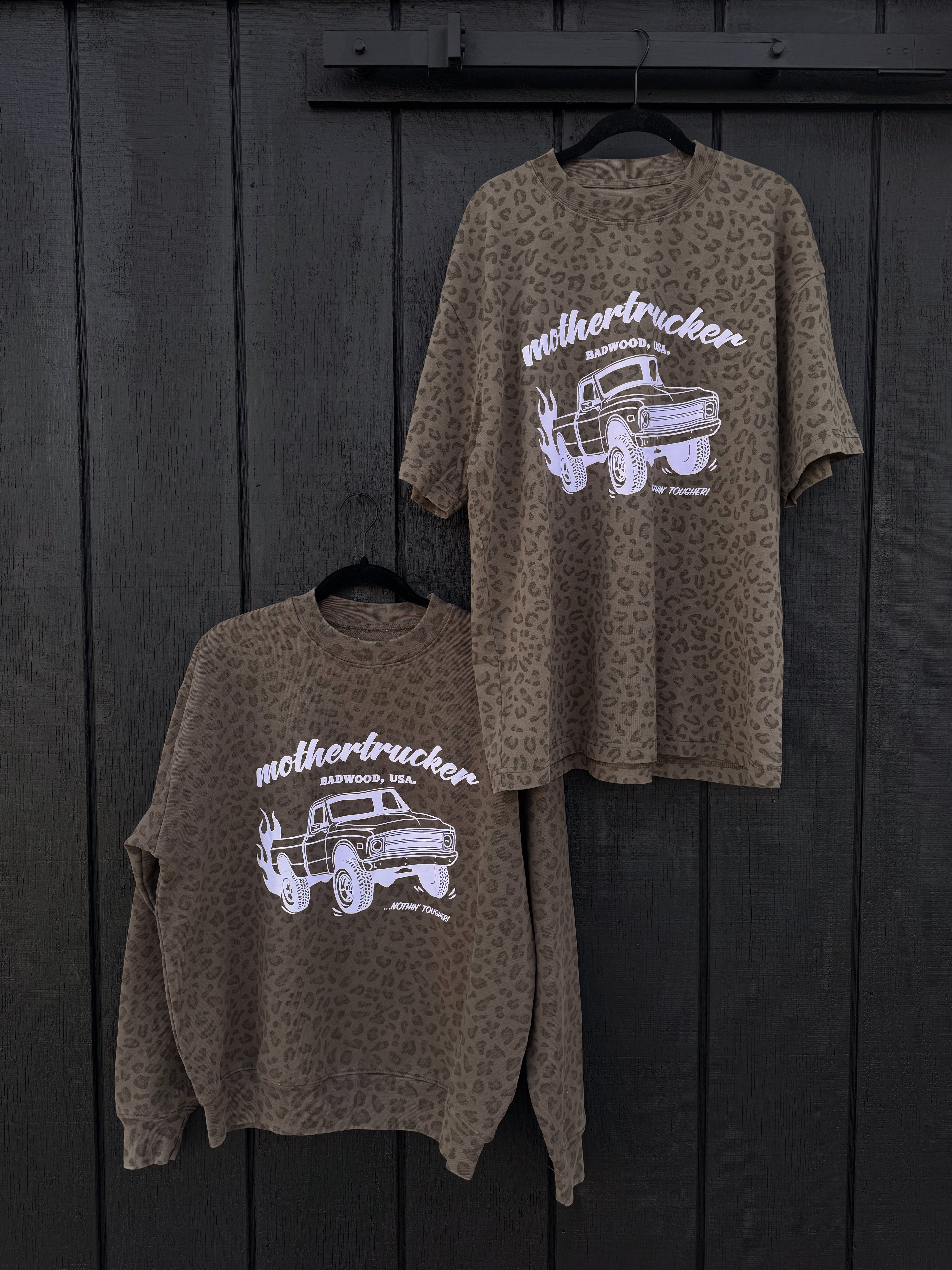 "MOTHERTRUCKER" Unisex Tee in VINTAGE LEOPARD