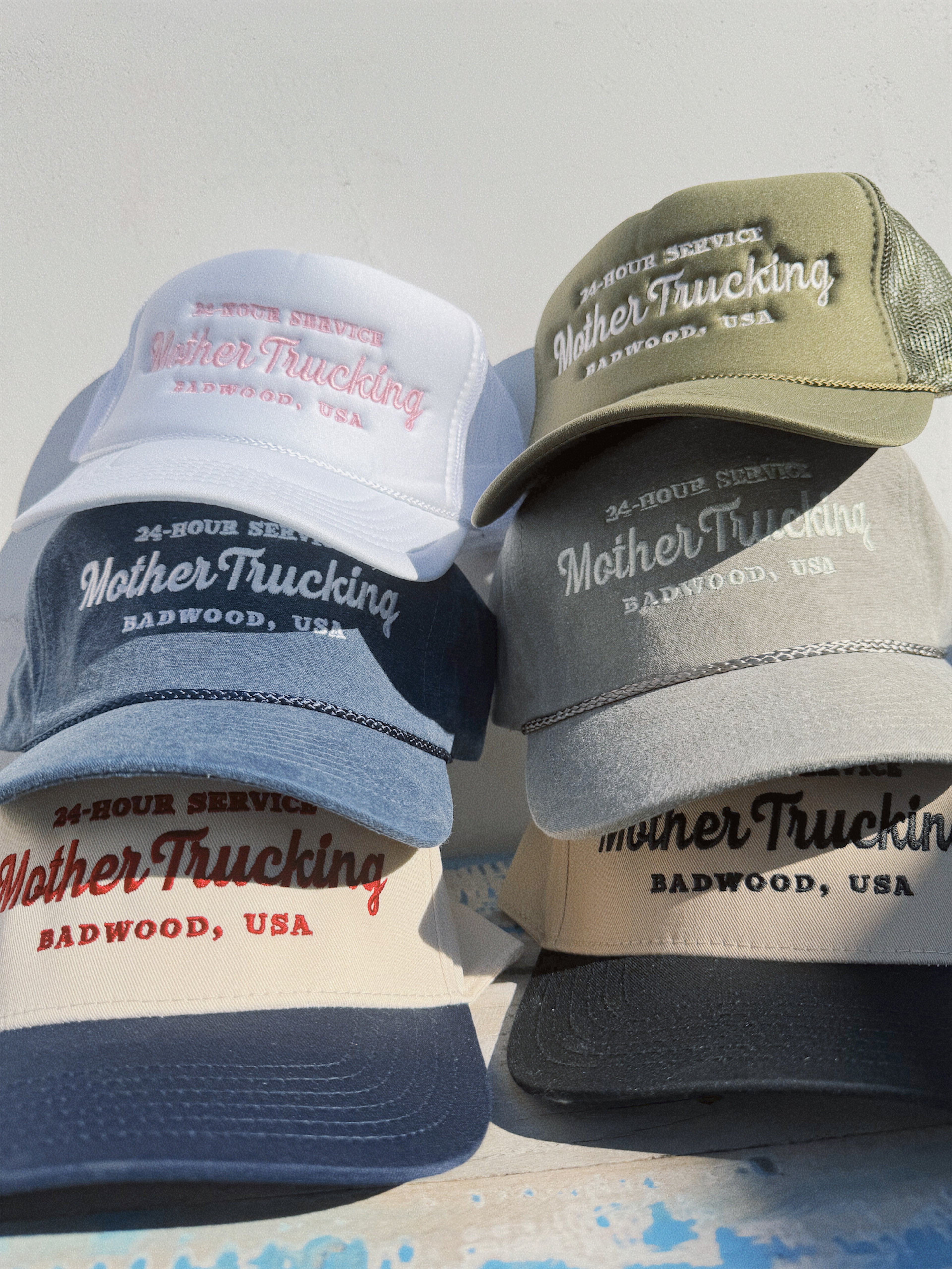 "MOTHERTRUCKING" TRUCKER HAT in OLIVE