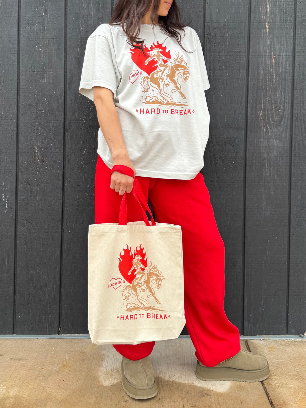 "HARD TO BREAK" TOTE BAG in RED