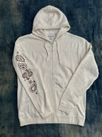 "PAISLEY" UNISEX ZIP HOODIE in BONE