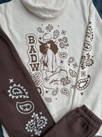 "PAISLEY" UNISEX ZIP HOODIE in BONE