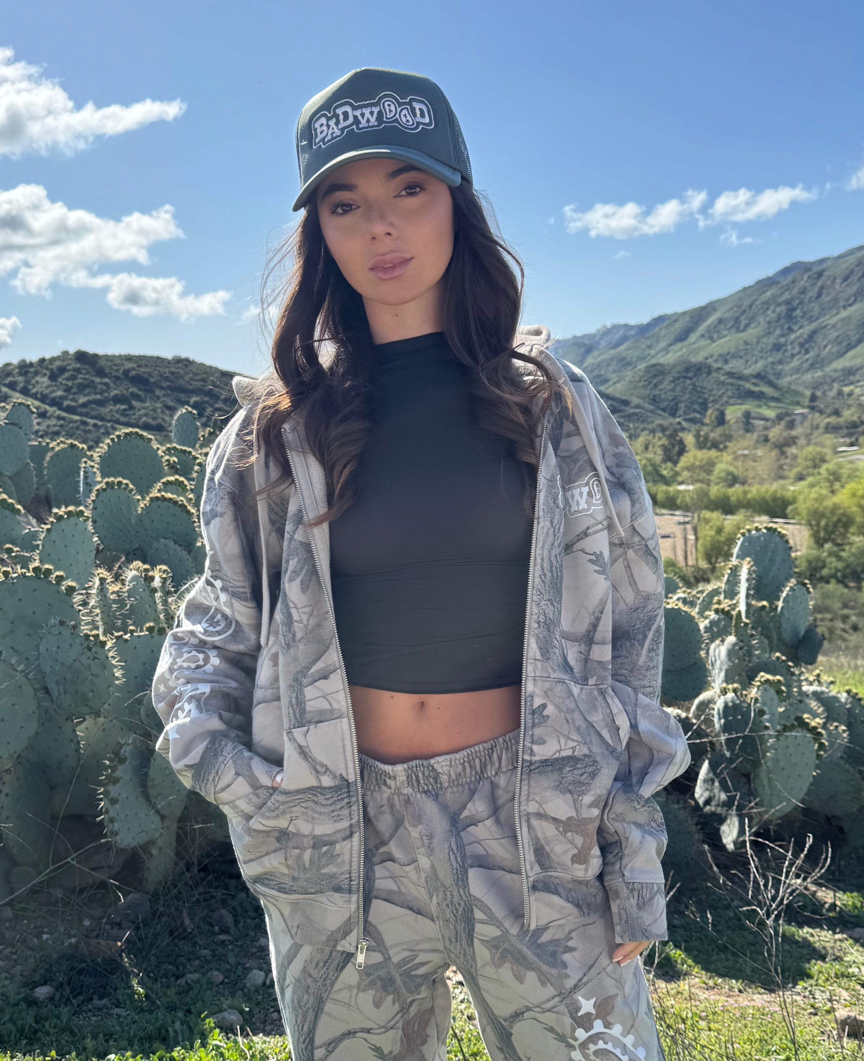 "PAISLEY" UNISEX ZIP HOODIE in REAL TREE