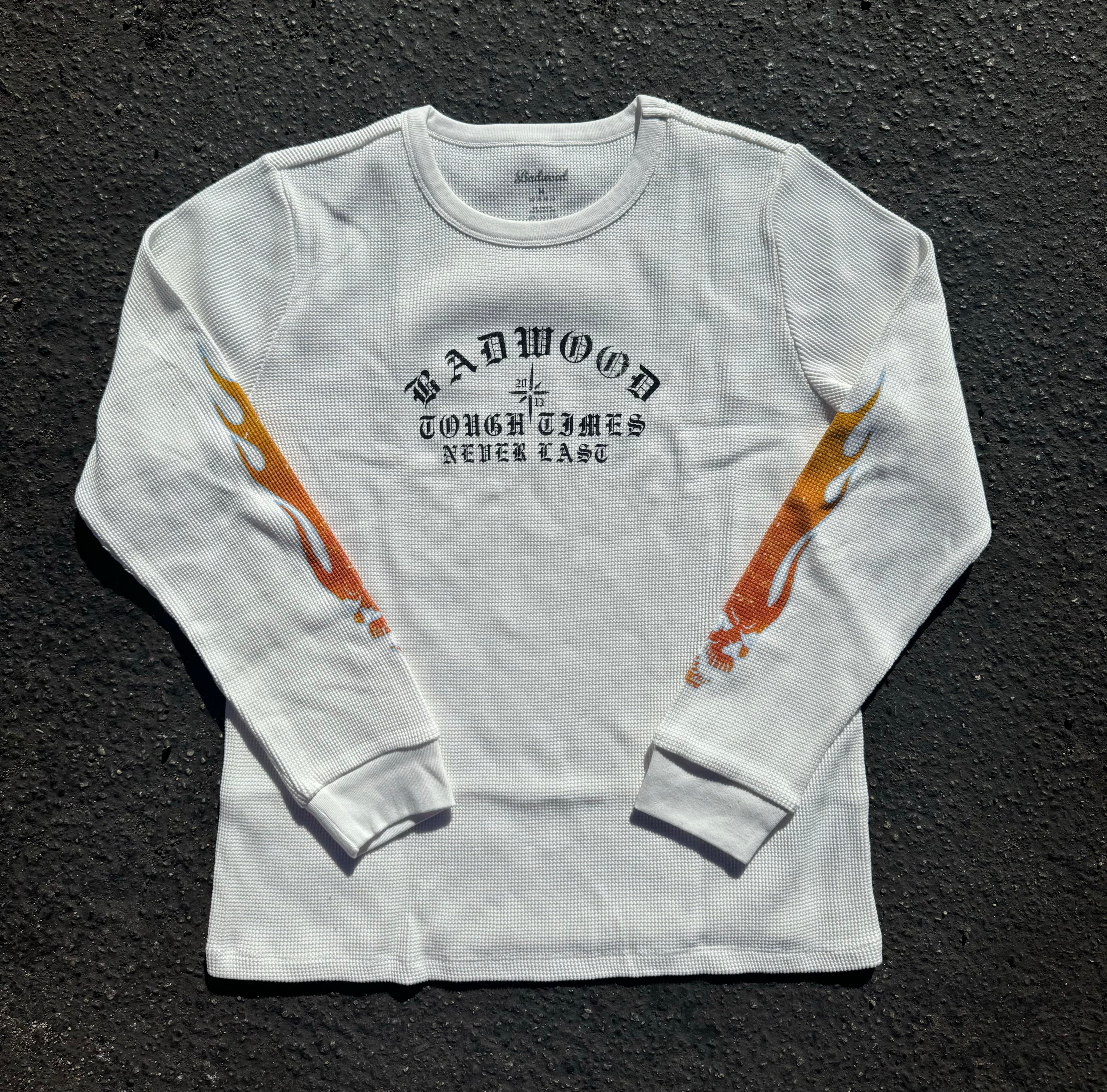 "TOUGH TIMES" Waffle Knit Thermal