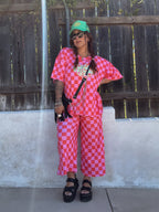 "WILD WEST COAST KIDS" Checkered Set in WATERMELON