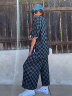 "WILD WEST COAST KIDS" Checkered Set in BLUE