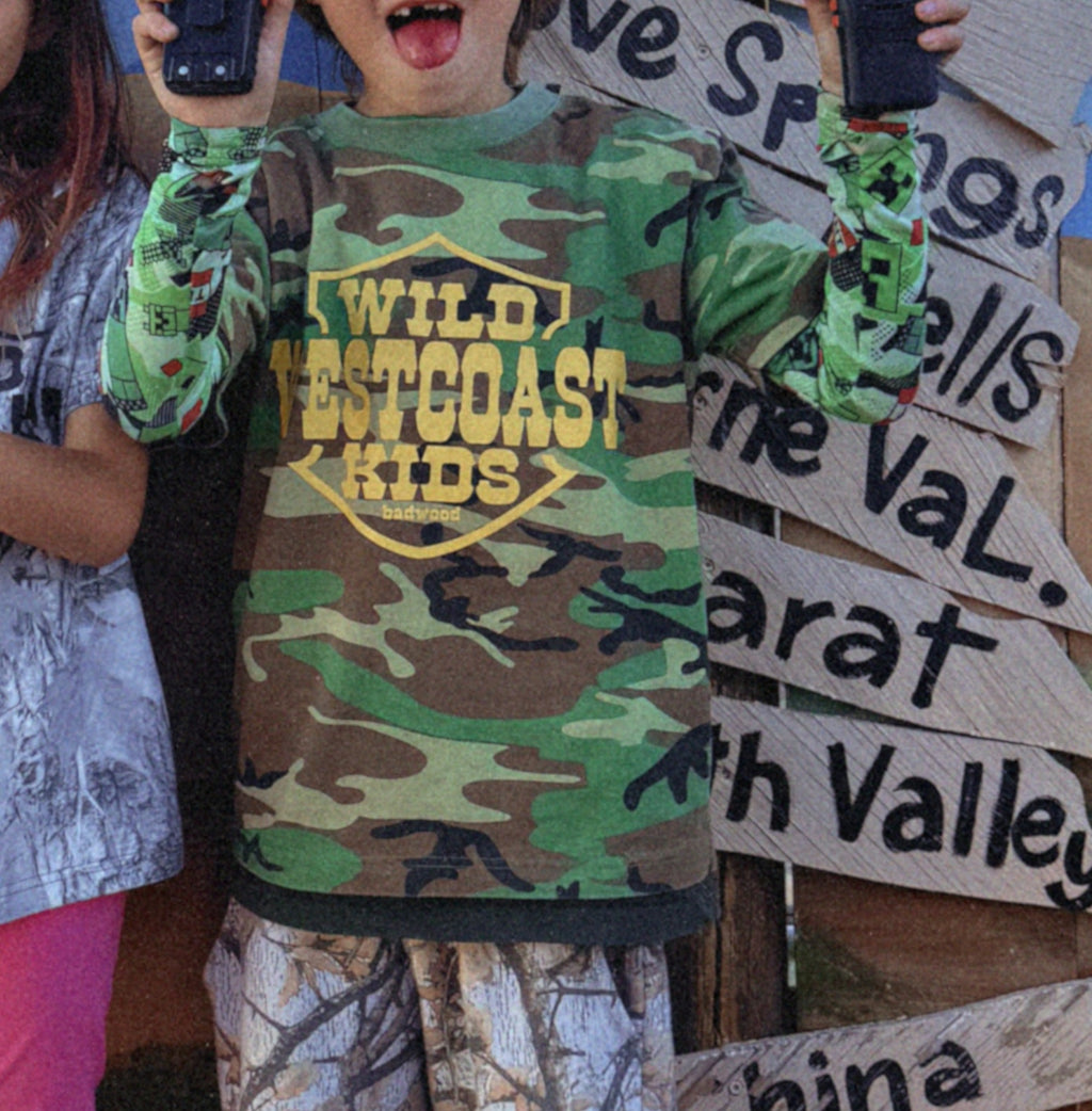 "WILD WEST COAST KIDS" Kids' Tee in ARMY CAMO