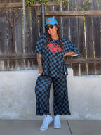 "WILD WEST COAST KIDS" Checkered Set in BLUE