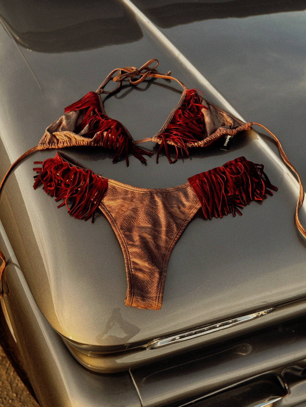"FREEBIRD" Fringe Bottoms in SNAKE SKIN