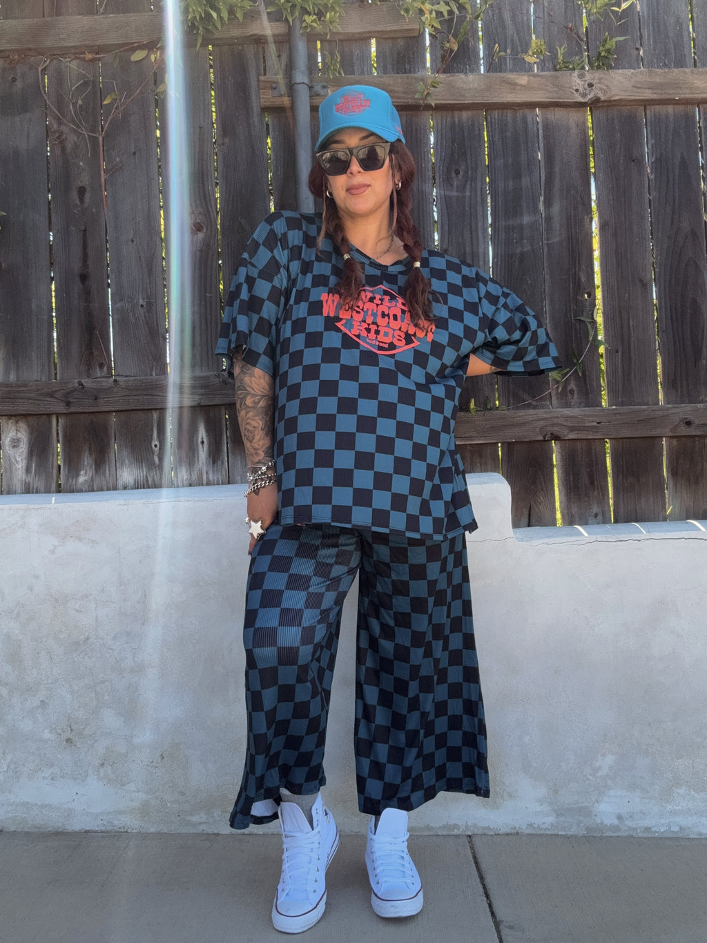 "WILD WEST COAST KIDS" Checkered Set in BLUE