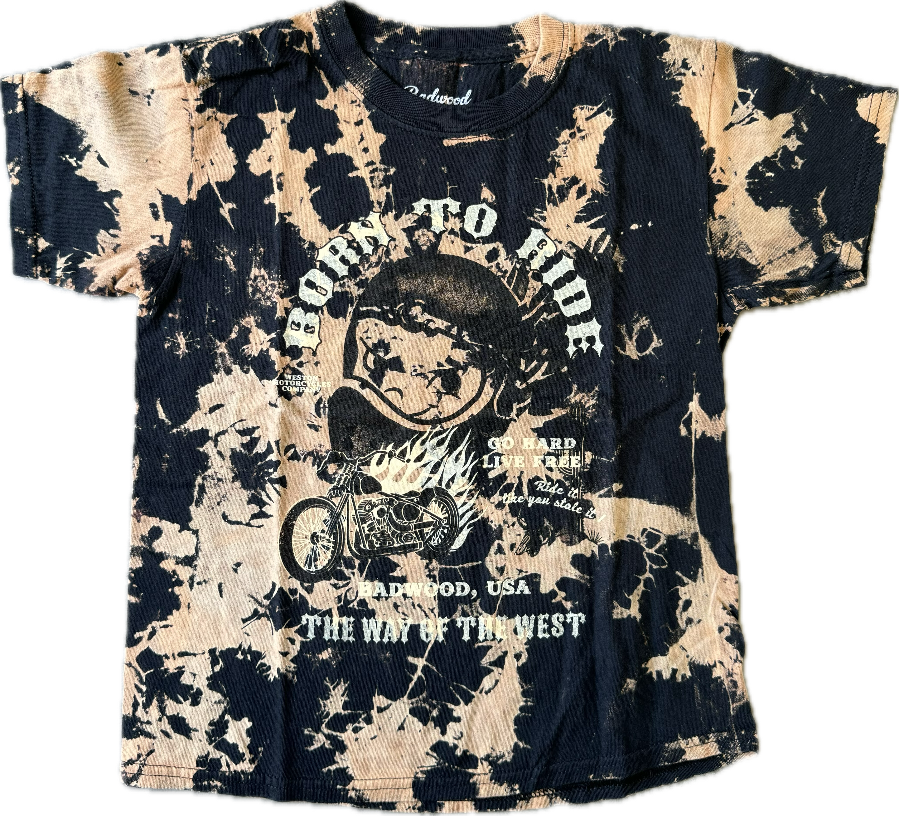 "BORN TO RIDE" Kids Tee in BLEACH