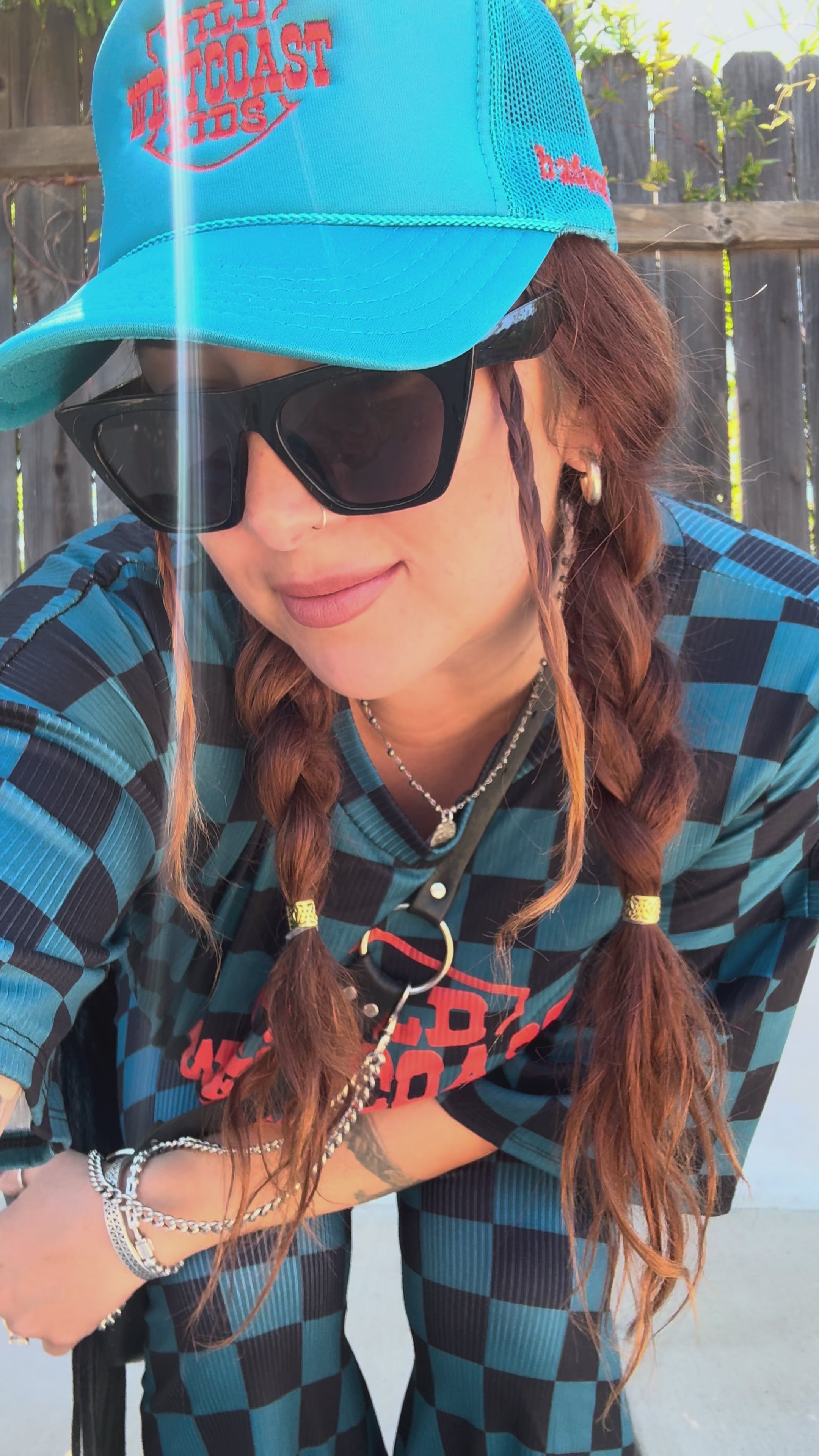 "WILD WEST COAST KIDS" Checkered Set in BLUE