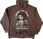 "BORN TO RIDE" Zip Up Hoodie in DIRT